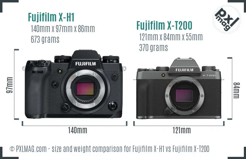 Fujifilm X-H1 vs Fujifilm X-T200 size comparison