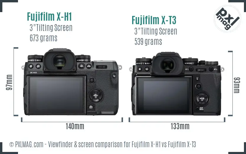 Fujifilm X-H1 vs Fujifilm X-T3 Screen and Viewfinder comparison