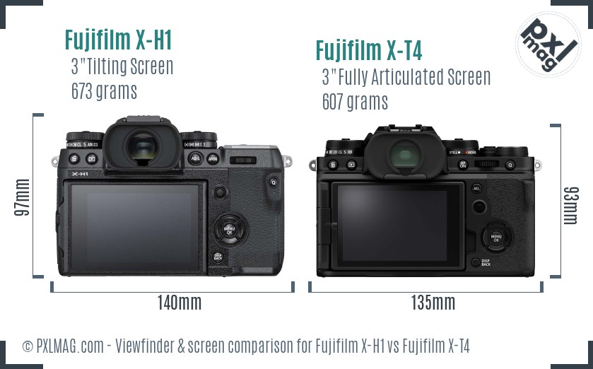 Fujifilm X-H1 vs Fujifilm X-T4 Screen and Viewfinder comparison