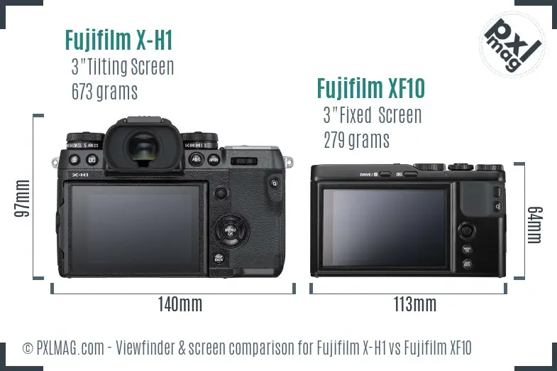 Fujifilm X-H1 vs Fujifilm XF10 Screen and Viewfinder comparison