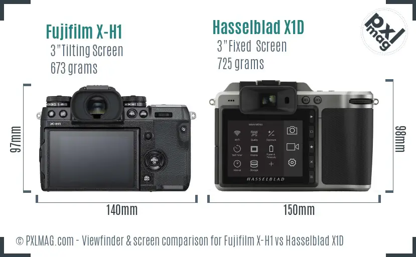 Fujifilm X-H1 vs Hasselblad X1D Screen and Viewfinder comparison