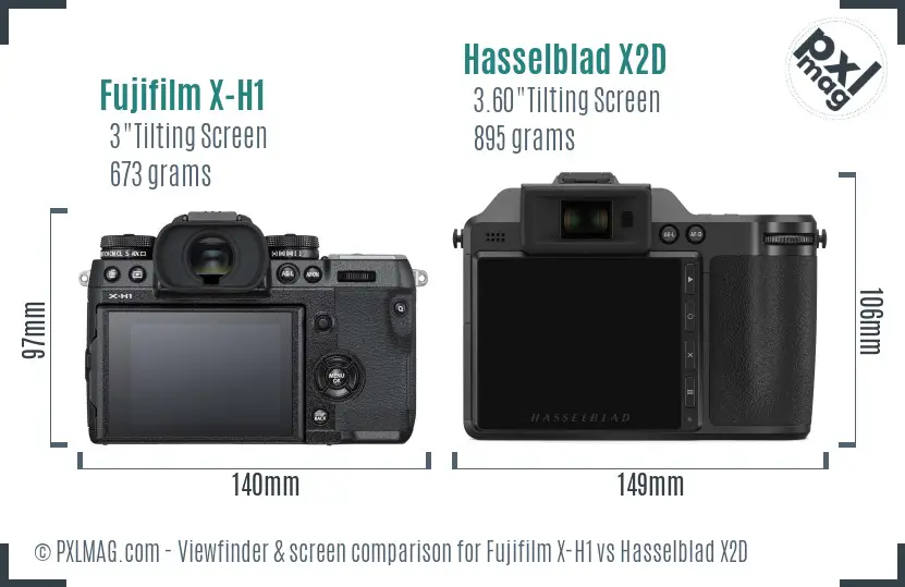 Fujifilm X-H1 vs Hasselblad X2D Screen and Viewfinder comparison
