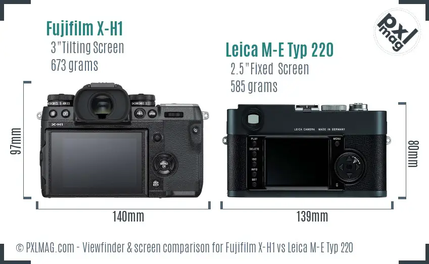 Fujifilm X-H1 vs Leica M-E Typ 220 Screen and Viewfinder comparison