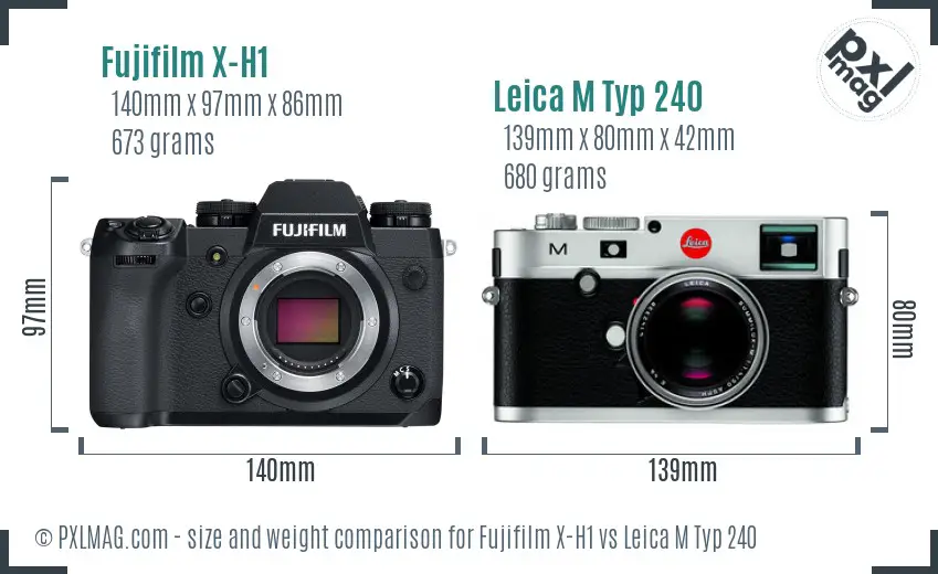 Fujifilm X-H1 vs Leica M Typ 240 size comparison