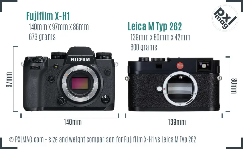 Fujifilm X-H1 vs Leica M Typ 262 size comparison