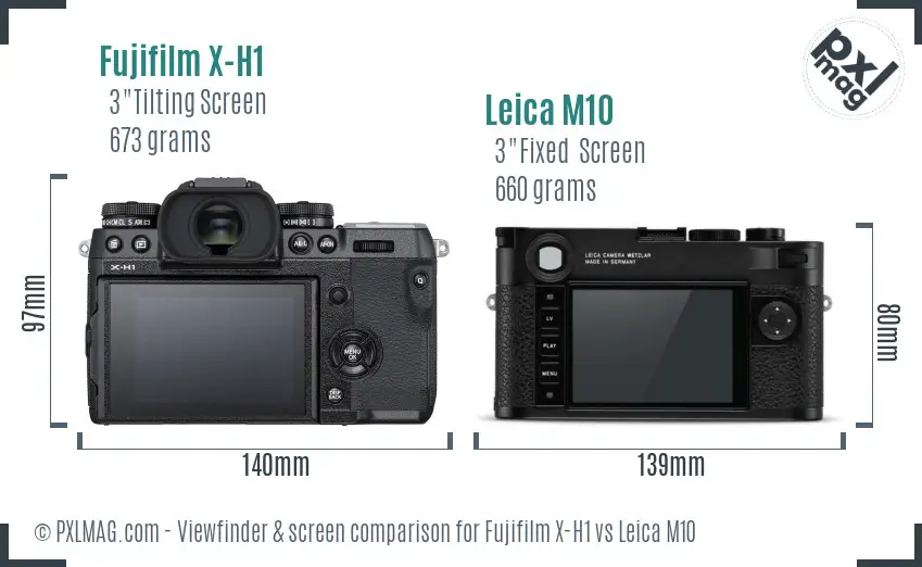 Fujifilm X-H1 vs Leica M10 Screen and Viewfinder comparison