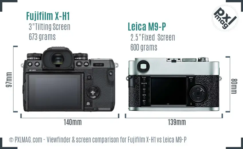 Fujifilm X-H1 vs Leica M9-P Screen and Viewfinder comparison
