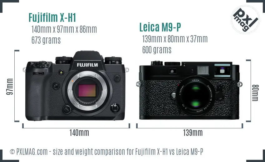 Fujifilm X-H1 vs Leica M9-P size comparison