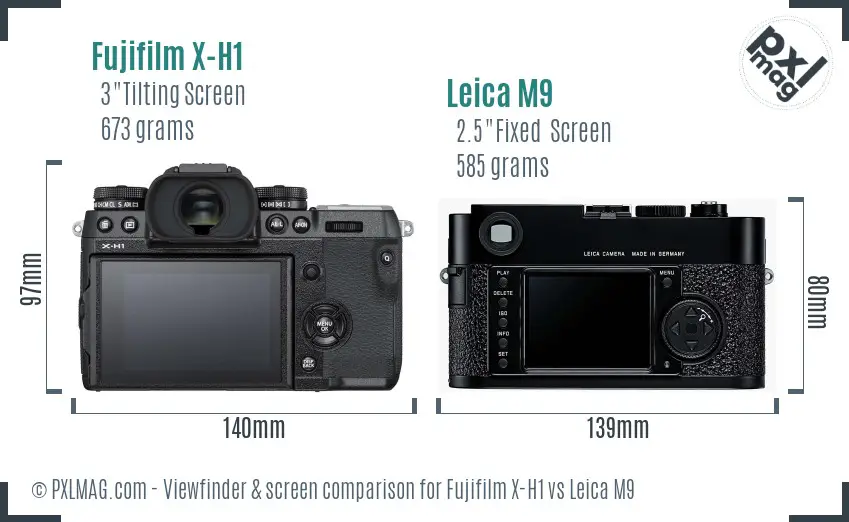Fujifilm X-H1 vs Leica M9 Screen and Viewfinder comparison