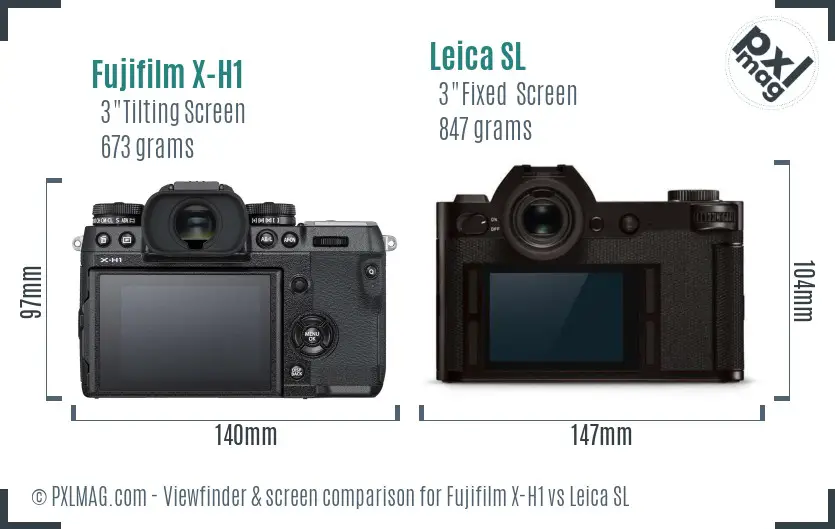 Fujifilm X-H1 vs Leica SL Screen and Viewfinder comparison