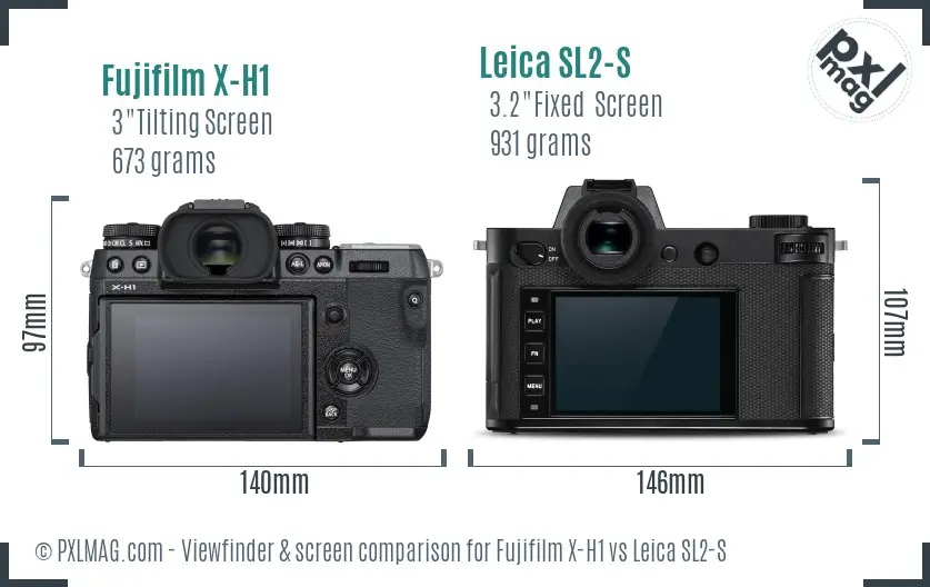 Fujifilm X-H1 vs Leica SL2-S Screen and Viewfinder comparison
