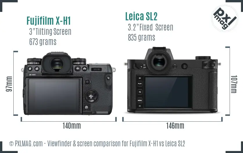 Fujifilm X-H1 vs Leica SL2 Screen and Viewfinder comparison