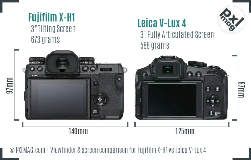 Fujifilm X-H1 vs Leica V-Lux 4 Screen and Viewfinder comparison