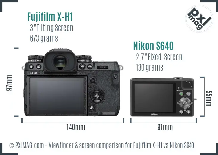 Fujifilm X-H1 vs Nikon S640 Screen and Viewfinder comparison