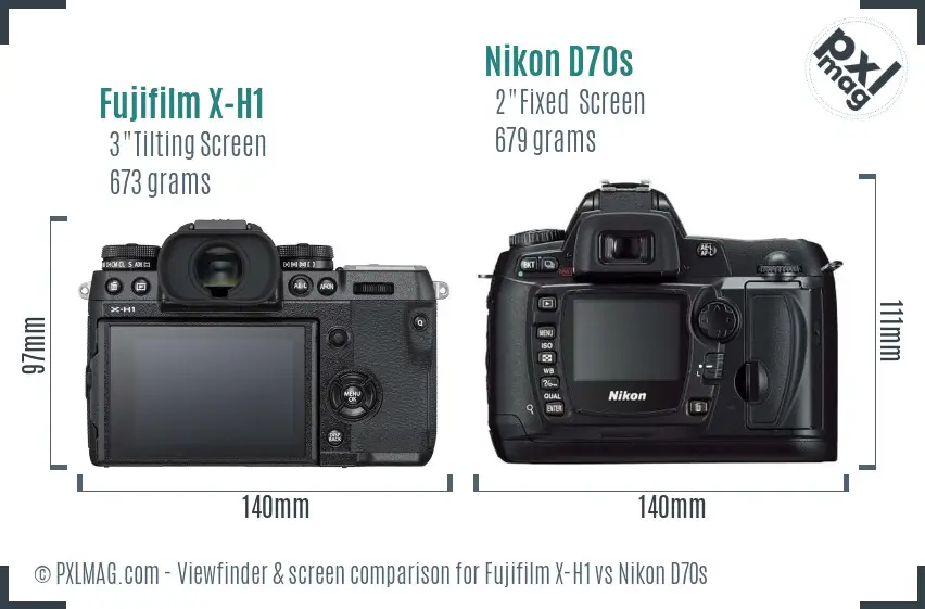 Fujifilm X-H1 vs Nikon D70s Screen and Viewfinder comparison