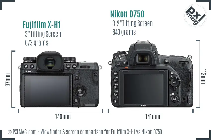 Fujifilm X-H1 vs Nikon D750 Screen and Viewfinder comparison Fujifilm X-H1 vs Nikon D750 Screen and Viewfinder comparison
