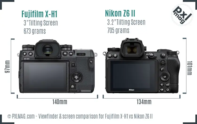 Fujifilm X-H1 vs Nikon Z6 II Screen and Viewfinder comparison