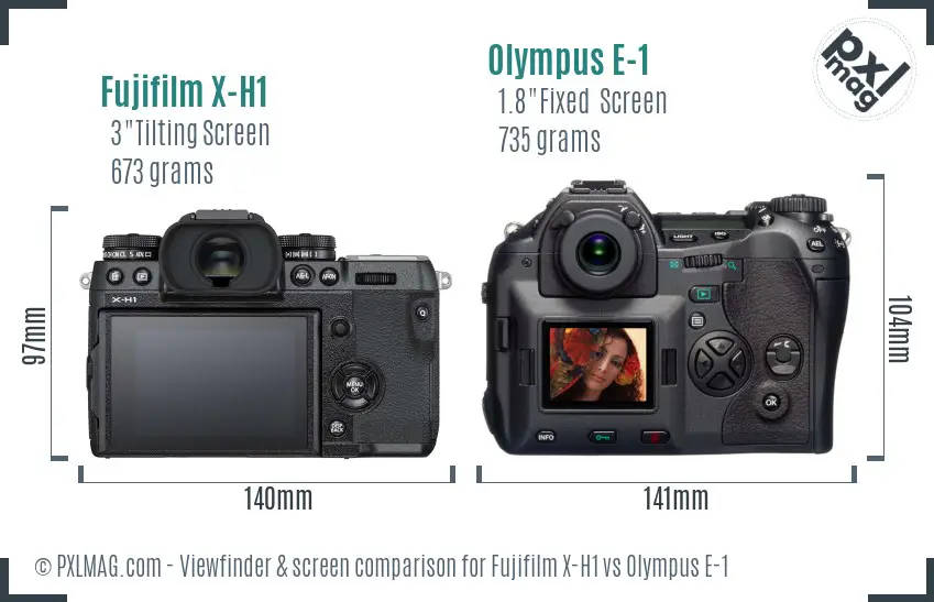 Fujifilm X-H1 vs Olympus E-1 Screen and Viewfinder comparison