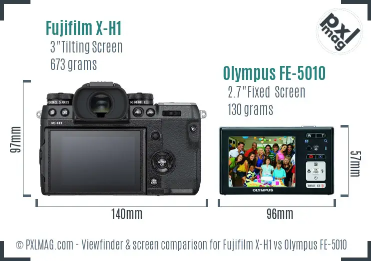 Fujifilm X-H1 vs Olympus FE-5010 Screen and Viewfinder comparison