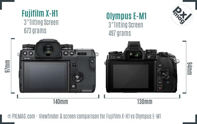 Fujifilm X-H1 vs Olympus E-M1 Screen and Viewfinder comparison