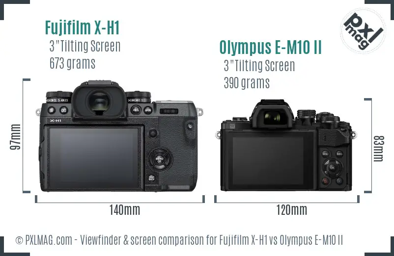 Fujifilm X-H1 vs Olympus E-M10 II Screen and Viewfinder comparison