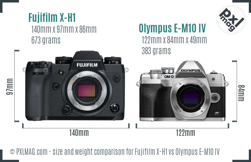 Fujifilm X-H1 vs Olympus E-M10 IV size comparison Fujifilm X-H1 vs Olympus E-M10 IV size comparison