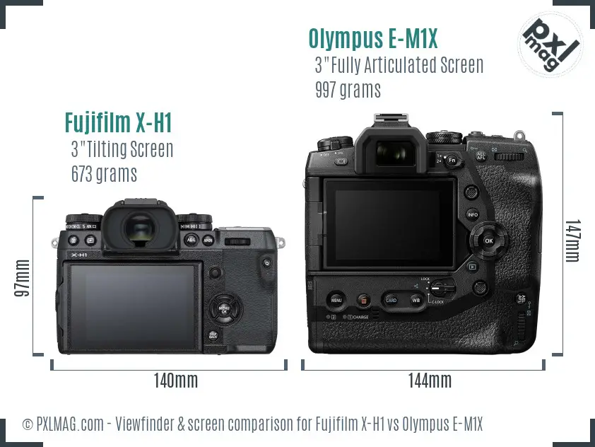 Fujifilm X-H1 vs Olympus E-M1X Screen and Viewfinder comparison