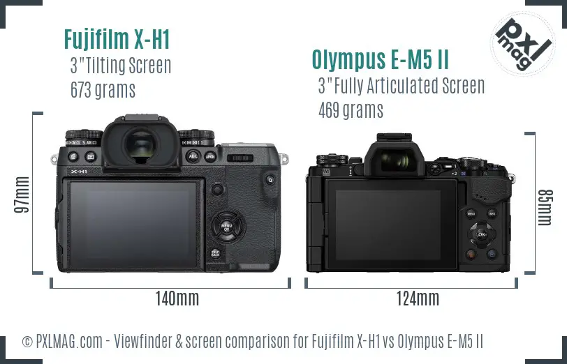 Fujifilm X-H1 vs Olympus E-M5 II Screen and Viewfinder comparison