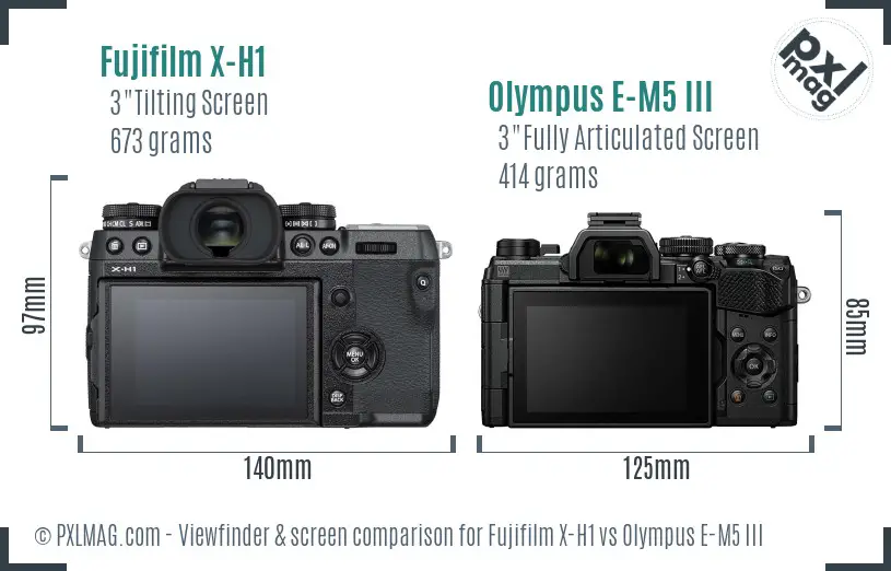 Fujifilm X-H1 vs Olympus E-M5 III Screen and Viewfinder comparison