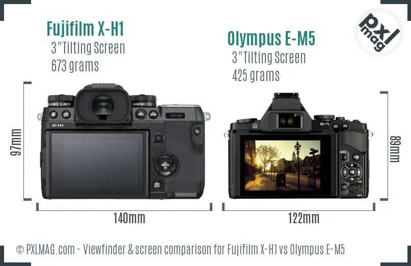 Fujifilm X-H1 vs Olympus E-M5 Screen and Viewfinder comparison