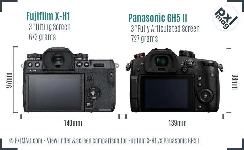 Fujifilm X-H1 vs Panasonic GH5 II Screen and Viewfinder comparison