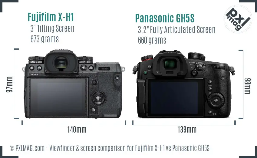 Fujifilm X-H1 vs Panasonic GH5S Screen and Viewfinder comparison