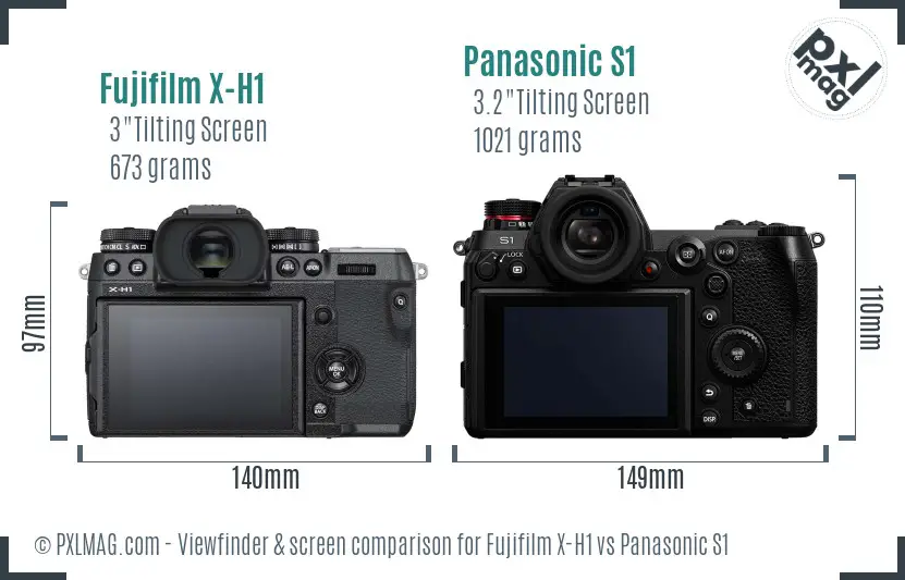 Fujifilm X-H1 vs Panasonic S1 Screen and Viewfinder comparison