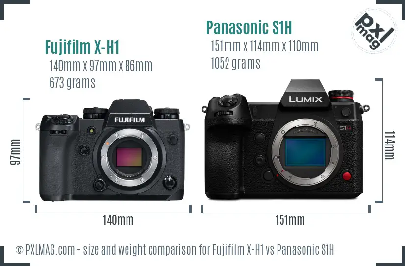Fujifilm X-H1 vs Panasonic S1H size comparison Fujifilm X-H1 vs Panasonic S1H size comparison