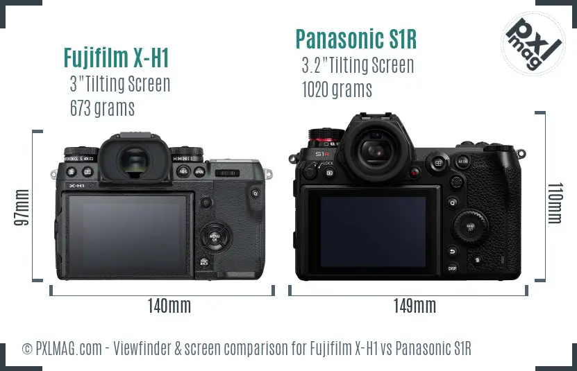 Fujifilm X-H1 vs Panasonic S1R Screen and Viewfinder comparison