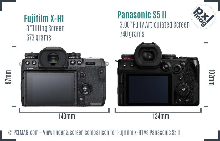 Fujifilm X-H1 vs Panasonic S5 II Screen and Viewfinder comparison