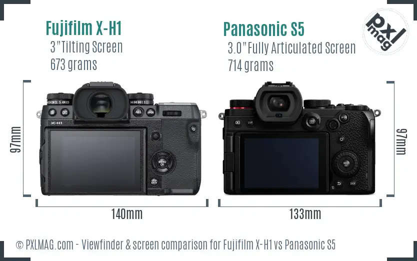 Fujifilm X-H1 vs Panasonic S5 Screen and Viewfinder comparison