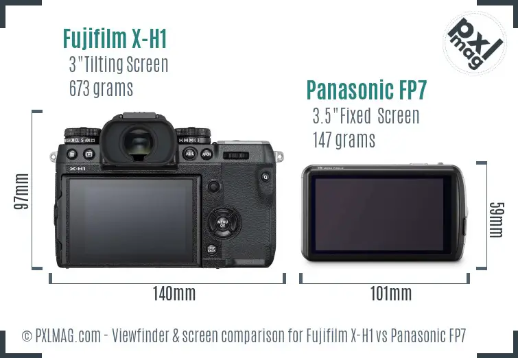 Fujifilm X-H1 vs Panasonic FP7 Screen and Viewfinder comparison