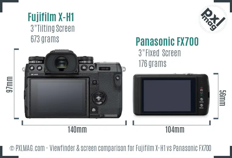 Fujifilm X-H1 vs Panasonic FX700 Screen and Viewfinder comparison