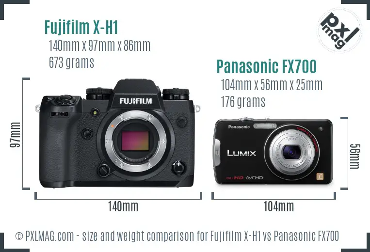 Fujifilm X-H1 vs Panasonic FX700 size comparison
