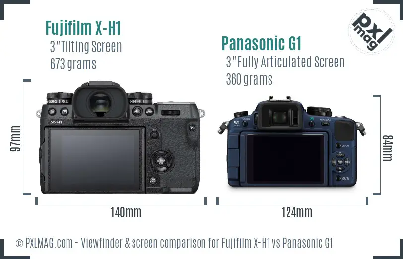 Fujifilm X-H1 vs Panasonic G1 Screen and Viewfinder comparison