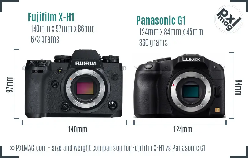 Fujifilm X-H1 vs Panasonic G1 size comparison