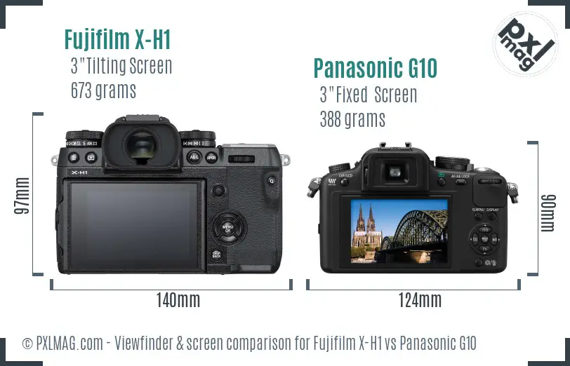 Fujifilm X-H1 vs Panasonic G10 Screen and Viewfinder comparison