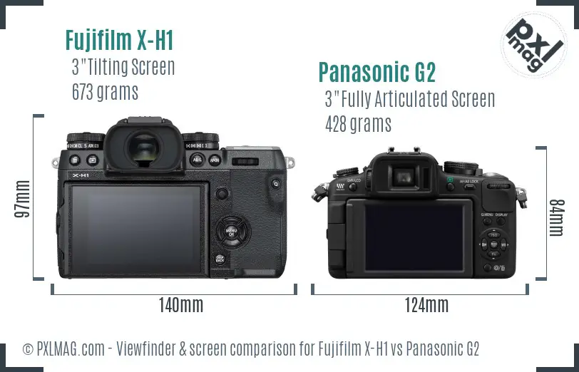 Fujifilm X-H1 vs Panasonic G2 Screen and Viewfinder comparison