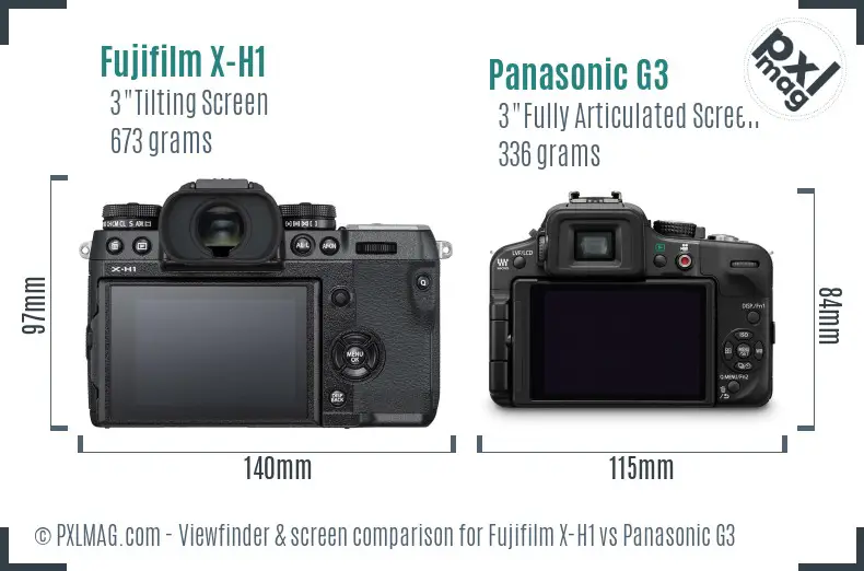 Fujifilm X-H1 vs Panasonic G3 Screen and Viewfinder comparison