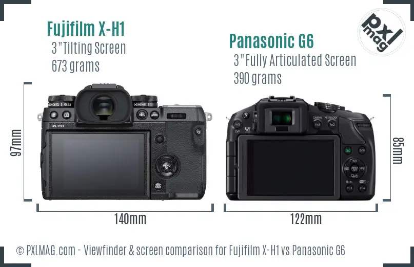 Fujifilm X-H1 vs Panasonic G6 Screen and Viewfinder comparison