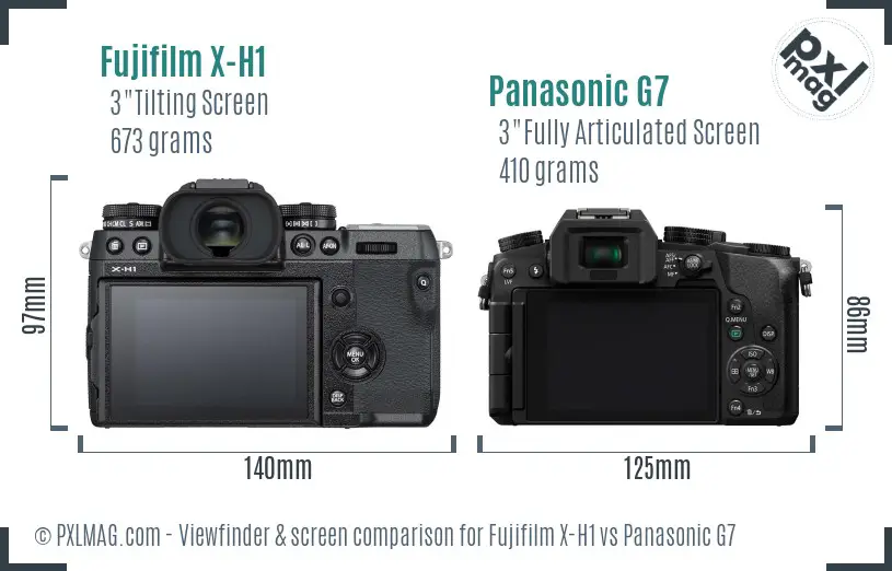 Fujifilm X-H1 vs Panasonic G7 Screen and Viewfinder comparison