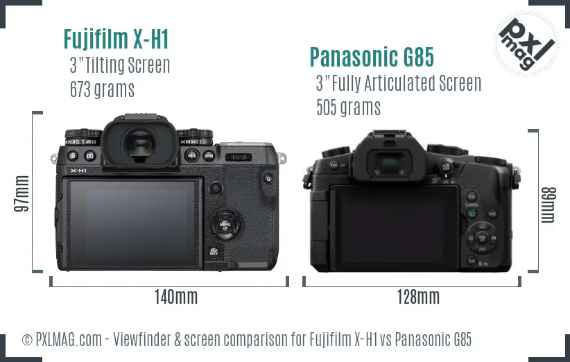 Fujifilm X-H1 vs Panasonic G85 Screen and Viewfinder comparison