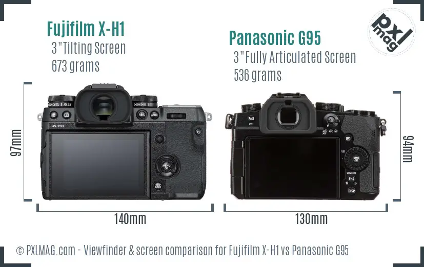 Fujifilm X-H1 vs Panasonic G95 Screen and Viewfinder comparison