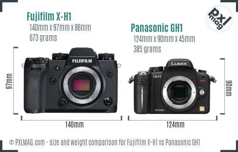 Fujifilm X-H1 vs Panasonic GH1 size comparison Fujifilm X-H1 vs Panasonic GH1 size comparison